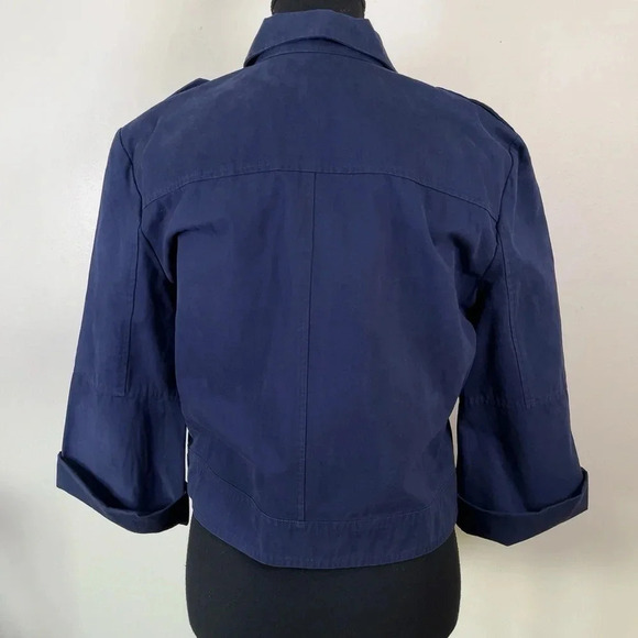 BB  Dakota Cropped Military Blue Zip Cotton Jacket - Picture 4 of 13
